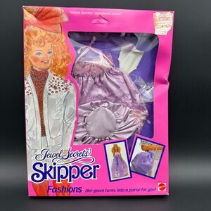 Barbie 1986 Mattel Jewel Secrets Skipper Fashions Purple Gown 1863 NIB Box Dmg